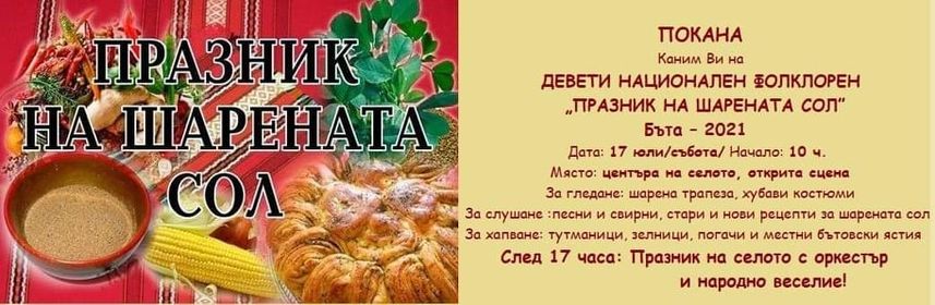 Девети национален фолклорен „Празник на шарената сол", с. Бъта 2021