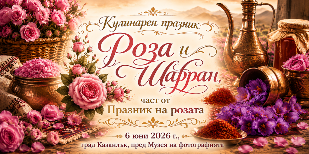 Кулинарен празник "Роза и Шафран. Вкусните гозби на България" в Казанлък, по време на Празник на розата 2026