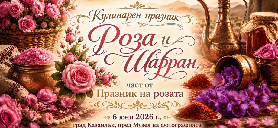 Кулинарен празник "Роза и Шафран. Вкусните гозби на България" в Казанлък, по време на Празник на розата 2026