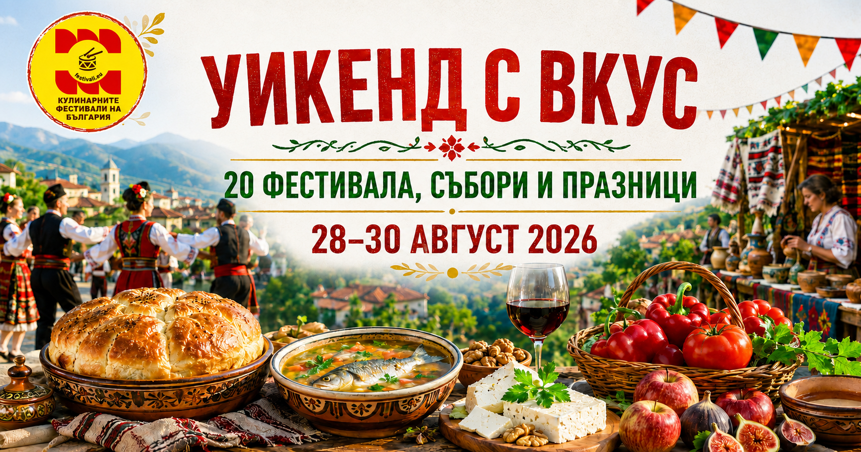 Уикенд с вкус: 20 фестивала, събори и празници ни очакват от 28 до 30 август 2026 г.